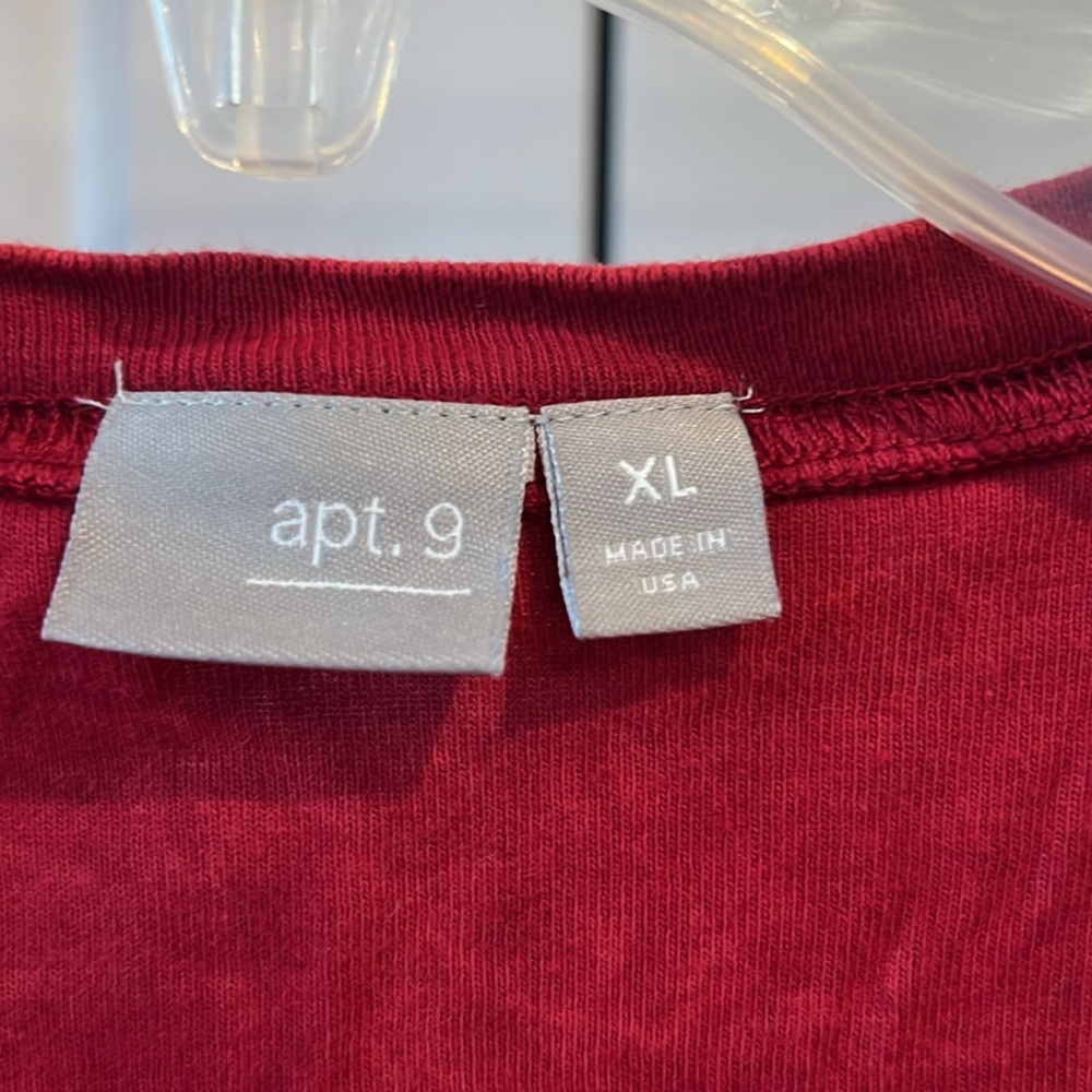 Apt 9 Red V-Neck T-Shirt with Embellishment - Picture 4 of 7